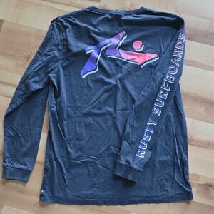 🩶 Rusty Long Sleeve Tee - Dark Gray with Purple and Red Graphics